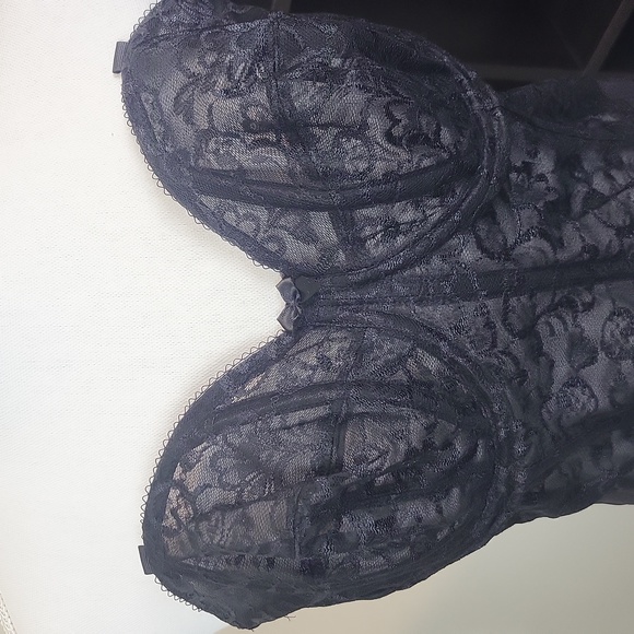 GODDESS Black Lace Underwire Structured Bustier Bra with Detachable Straps - 38C - Picture 3 of 14